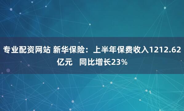 专业配资网站 新华保险：上半年保费收入1212.62亿元   同比增长23%